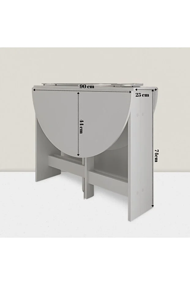 Pratik Katlanır - Açılır Kapanır Yuvarlak Mutfak Yemek Çalışma Masası - 6 Kişilik - %100 MDF